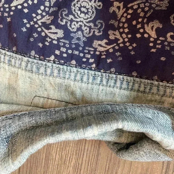 ❤️2/$50❤️Denim&Supply Ralph Lauren Paisley Pattern Distressed  Jean Jacket [XS] - Picture 5 of 7